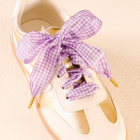 Step It Up Shoelaces | Gingham Purple