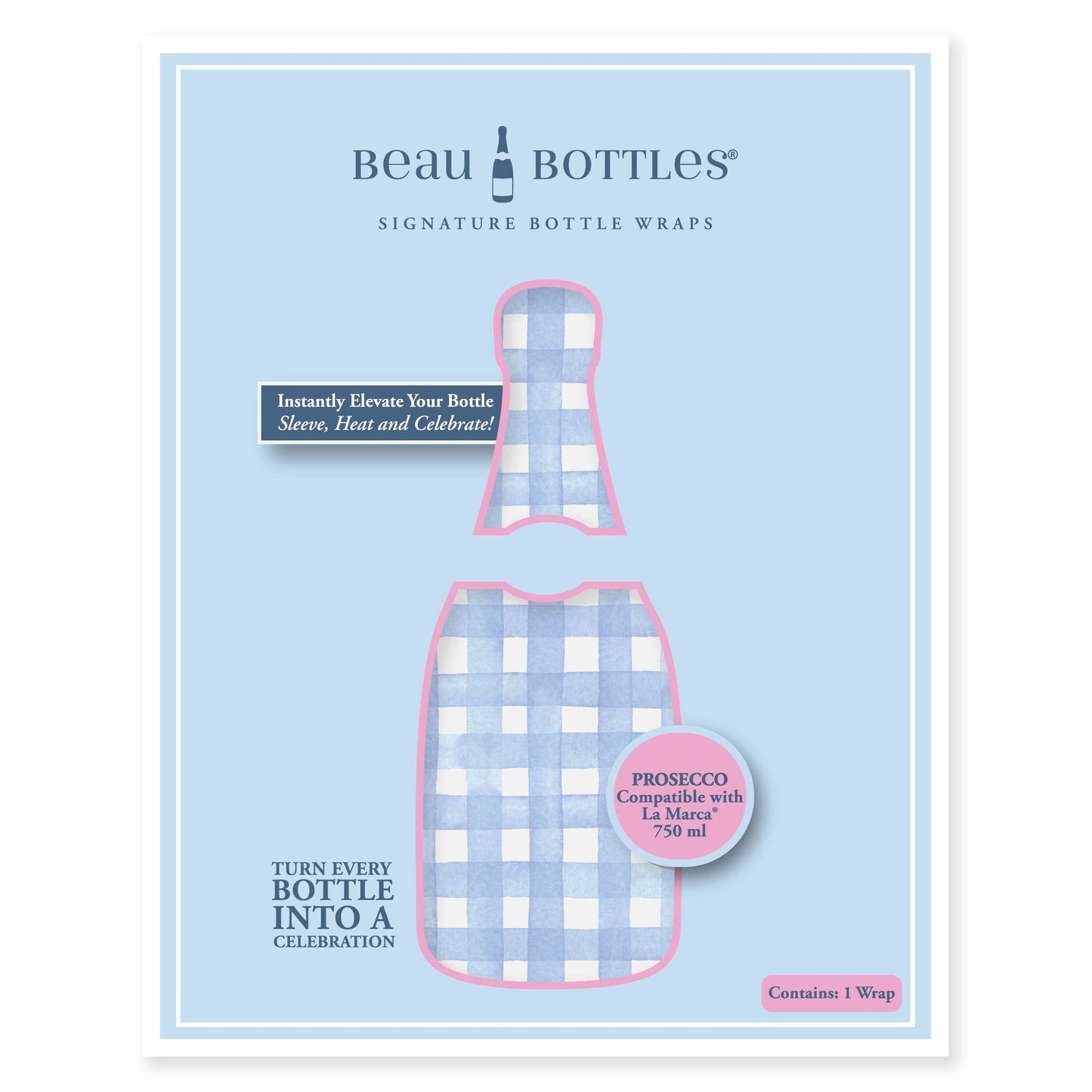 Beau Bottles Wrap | Powder Blue Picnic Gingham