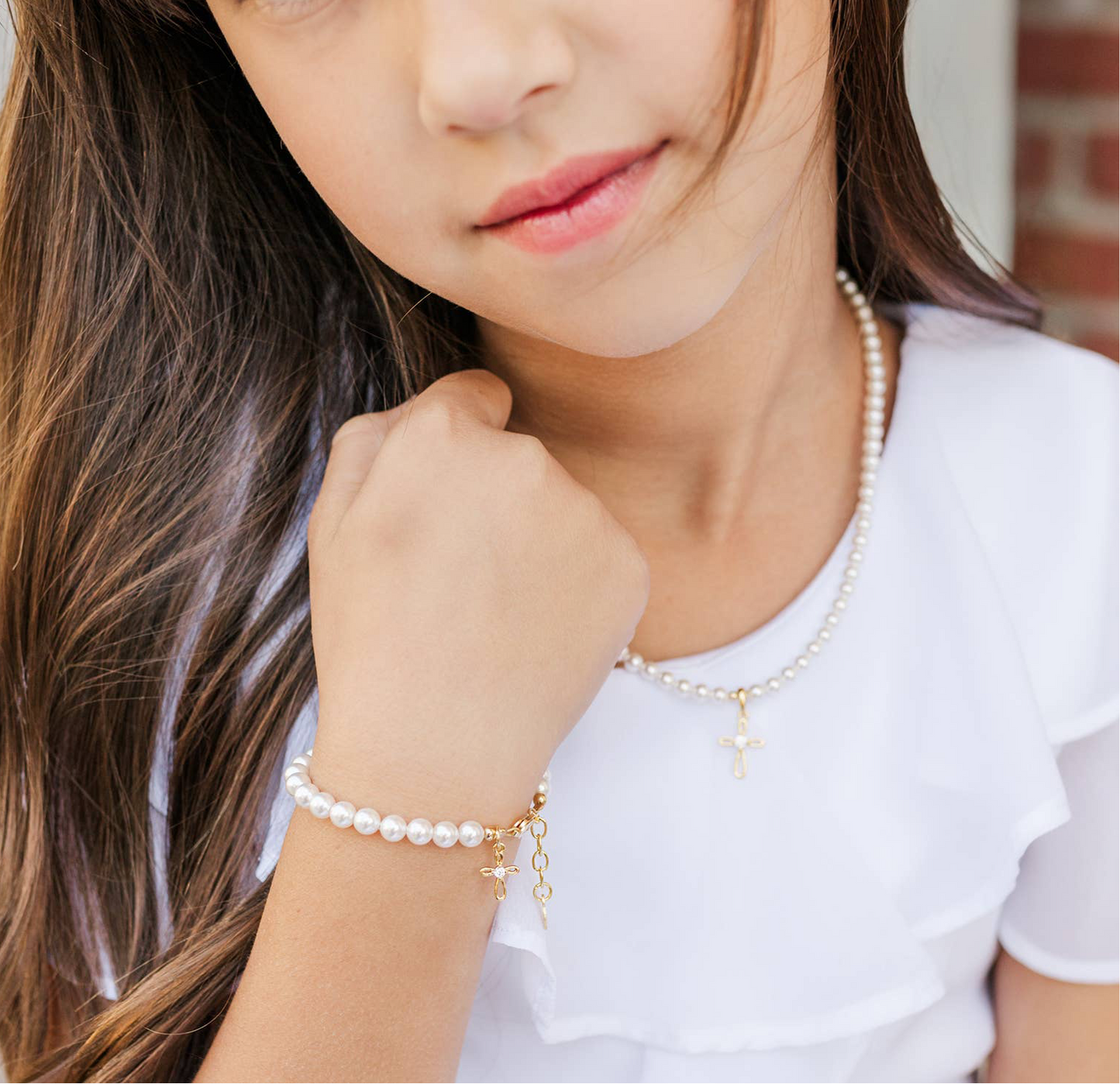 Kids Pearl Cross Bracelet | 0-12m