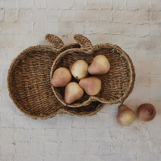 Hand-Woven Seagrass Pumpkin Tray