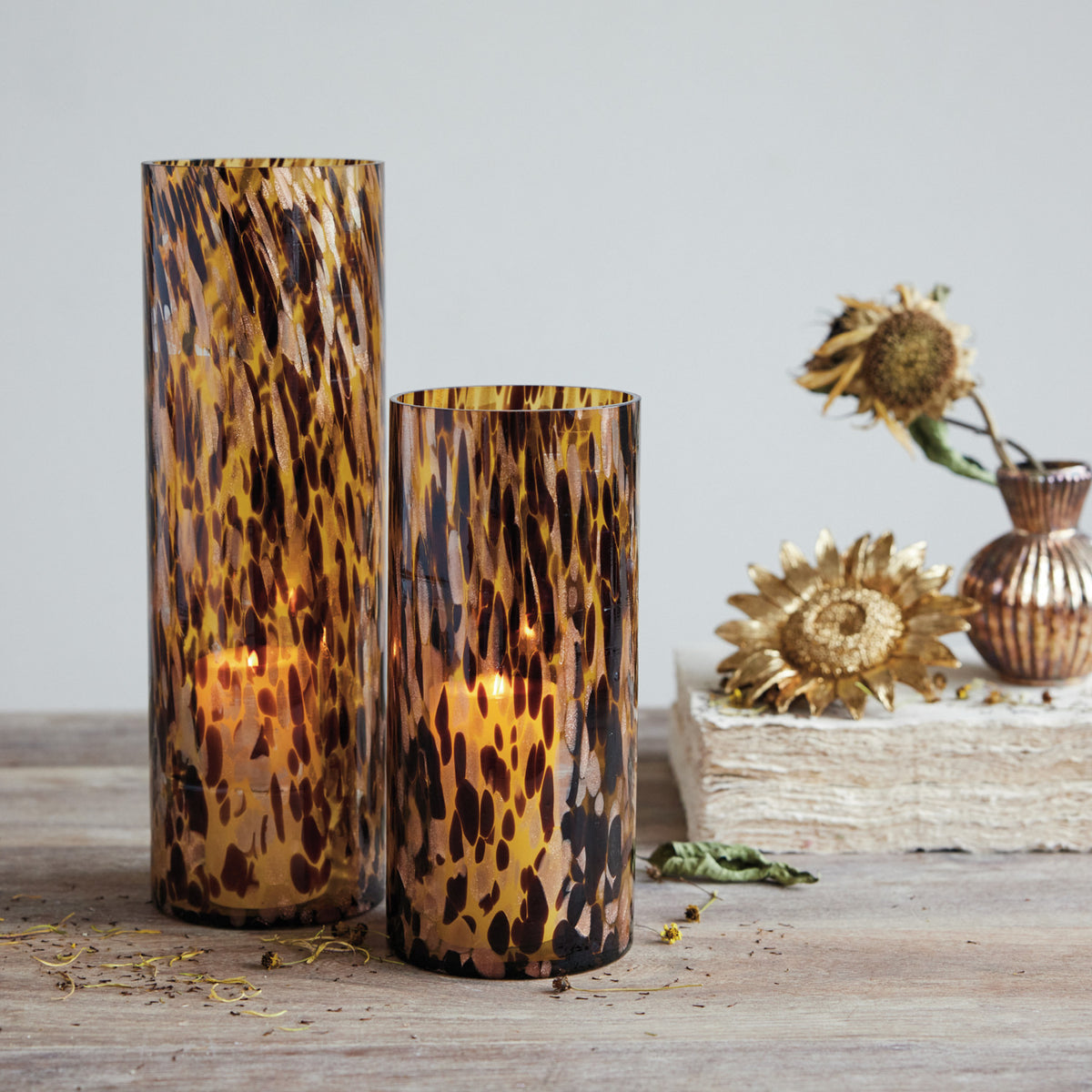 Tortoise Glass Hurricane Vase