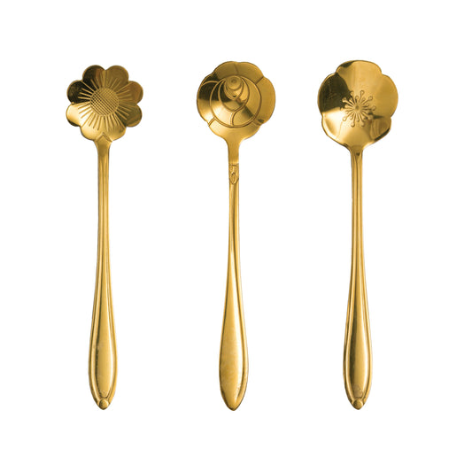 Stainless Steel Flower Spoons | Set of 3