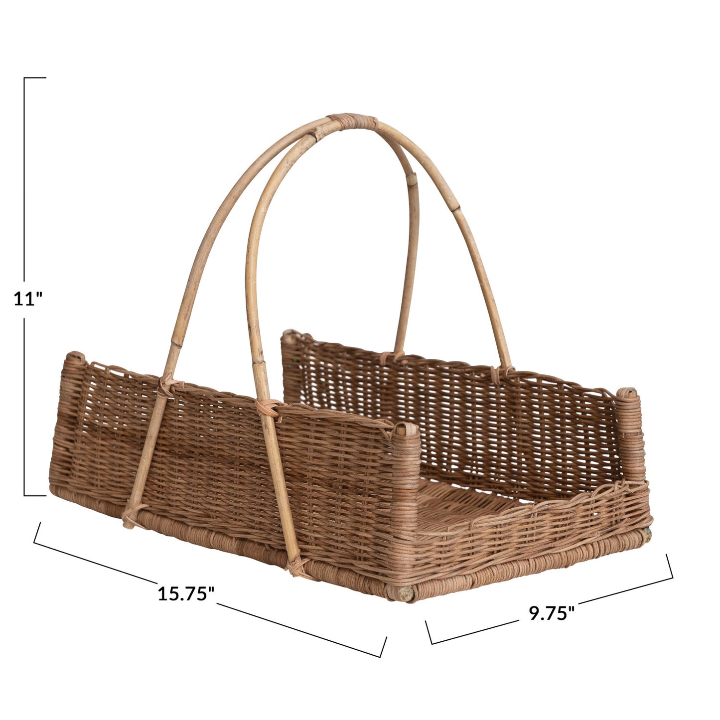 Hand-Woven Rattan Basket w/ Handles