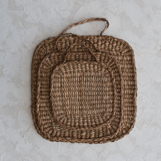Natural Hand-Woven Bankuan Trivet w/ handle | Set of 3
