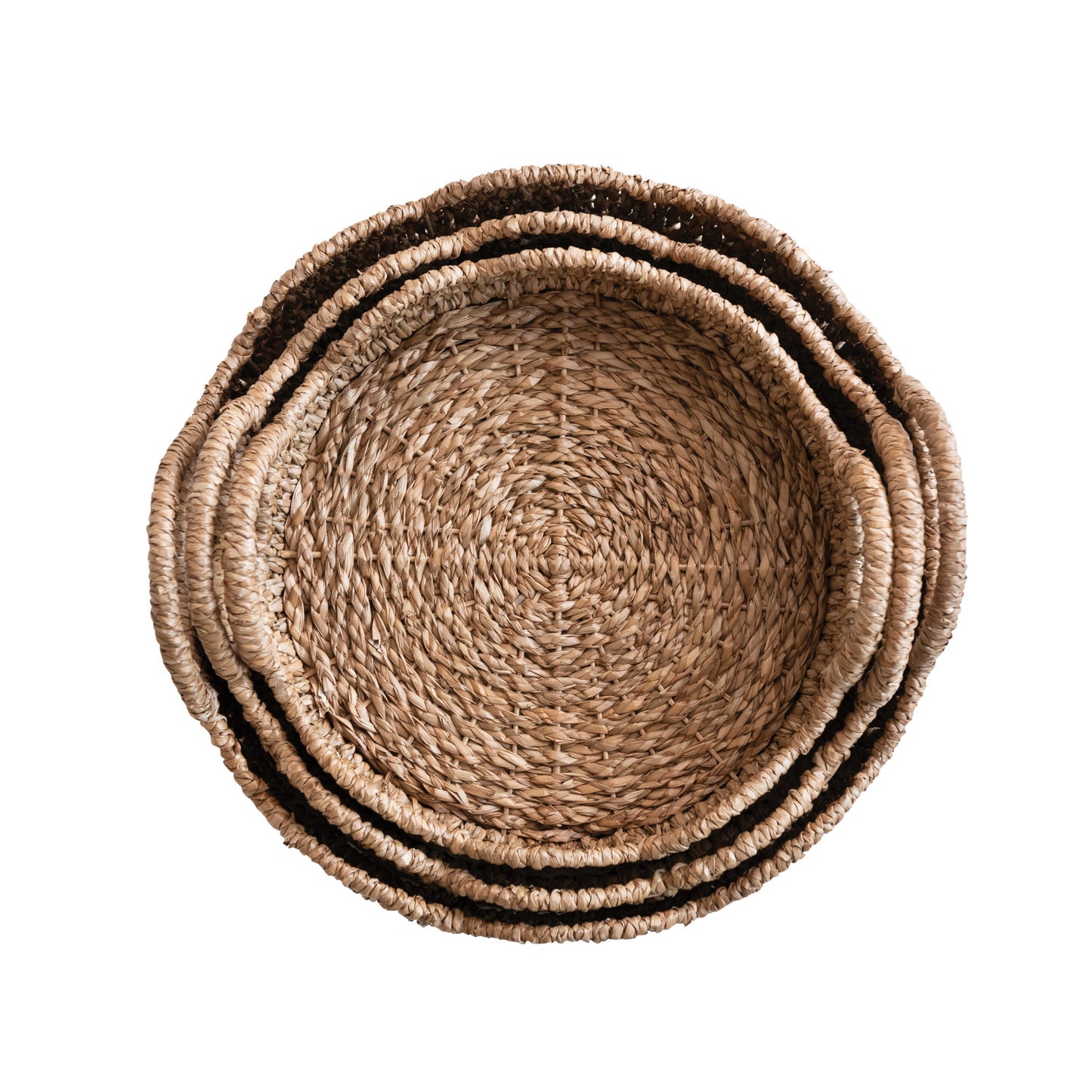 Decorative Braided Rattan Tray w/ Scalloped Edge