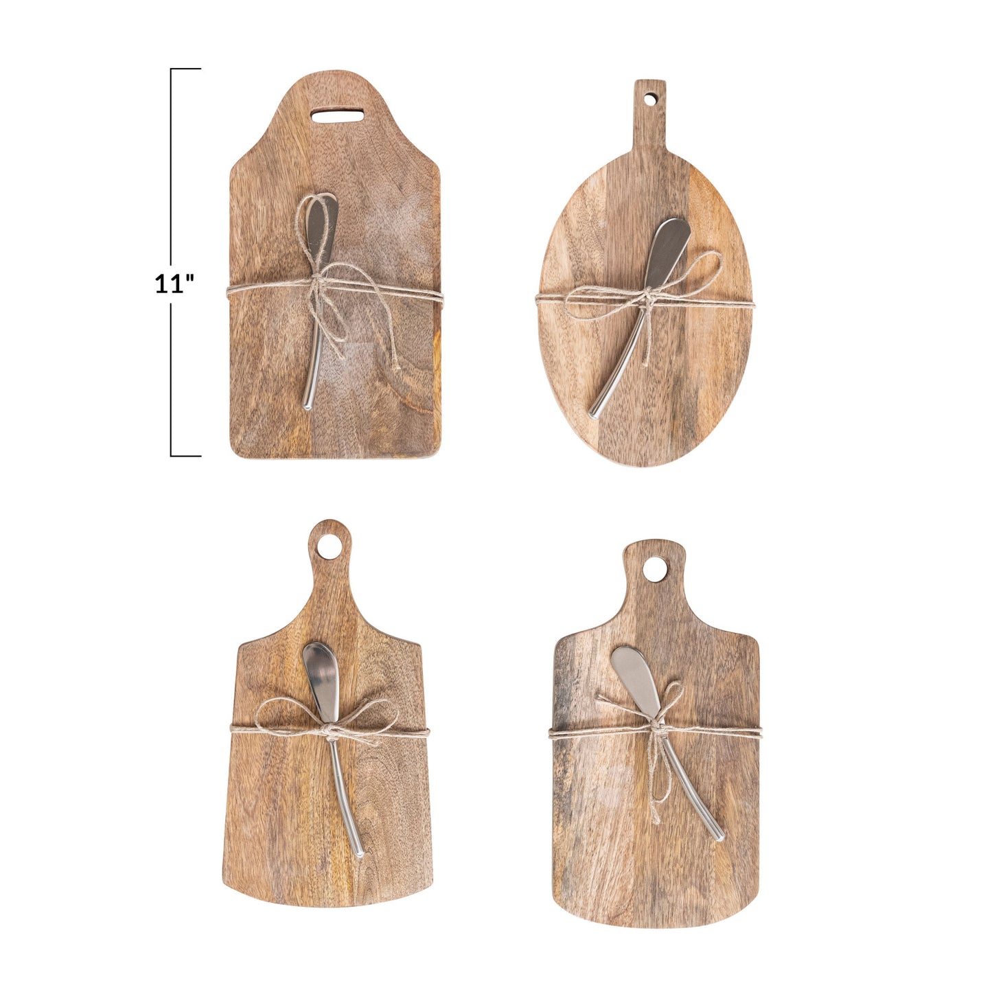 Mango Wood Cheese/Cutting Board w Knife Set