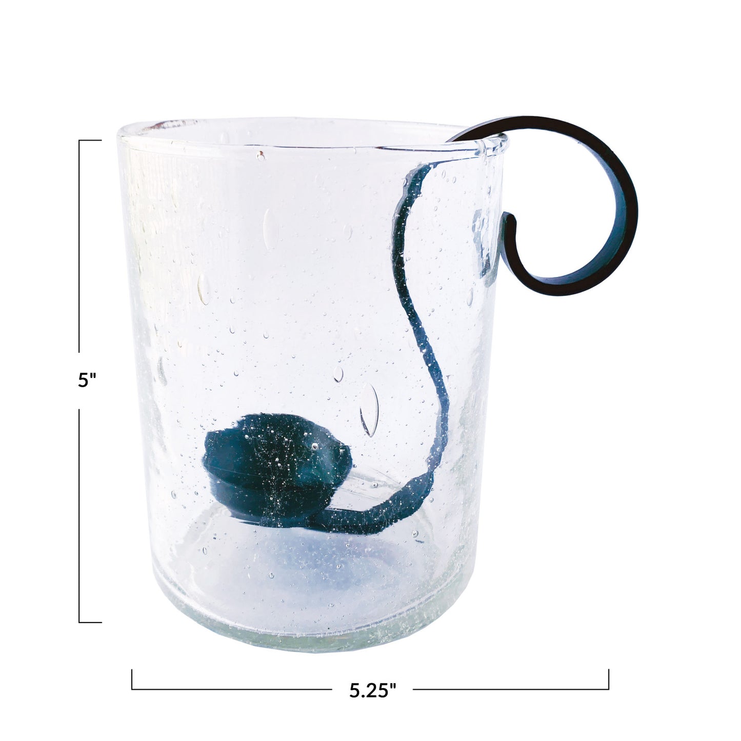 Recycled Bubble Glass Hurricane w/ Votive Holder