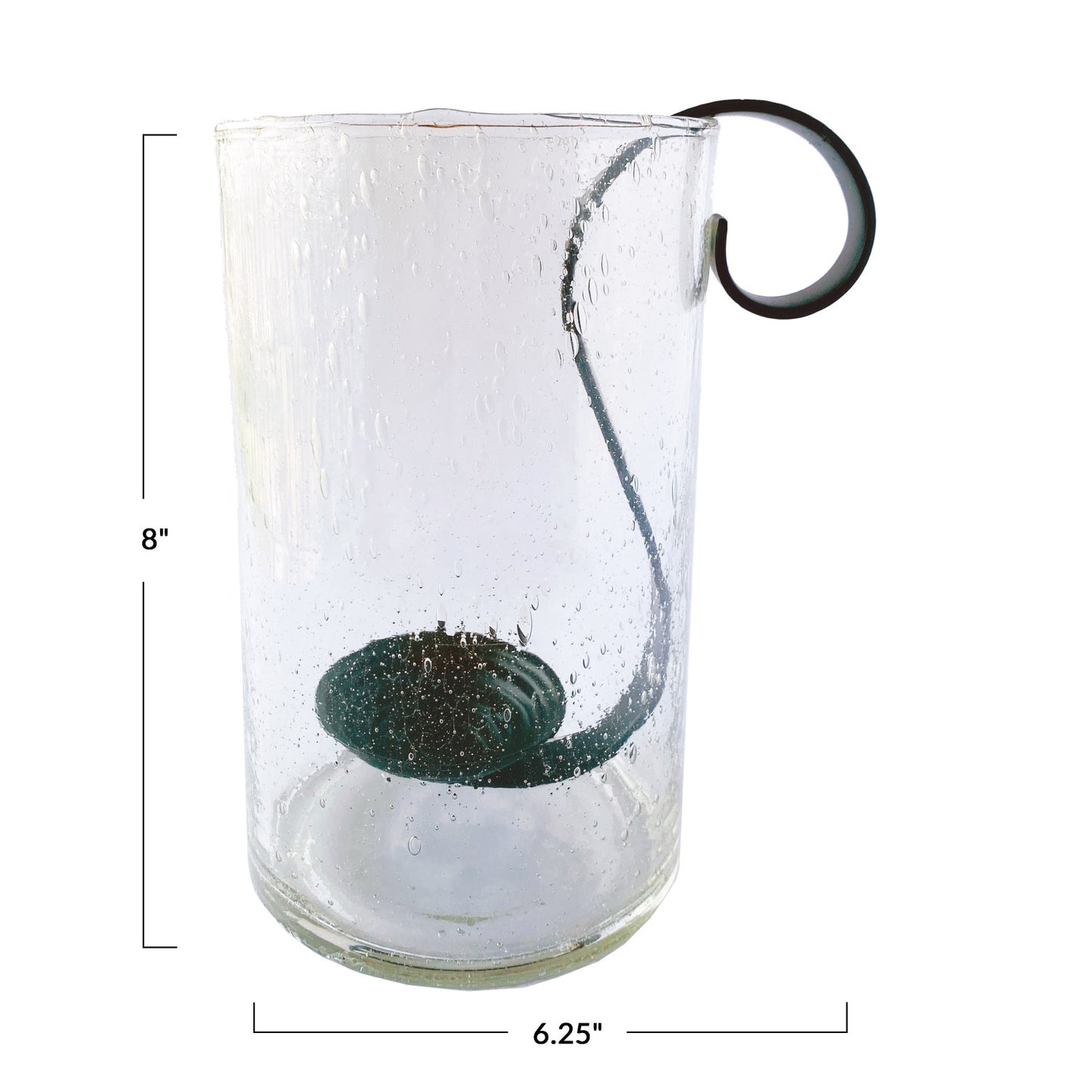 Recycled Bubble Glass Hurricane w/ Votive Holder