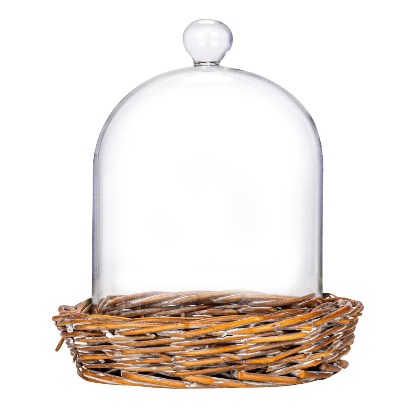 Decorative Glass Cloche w/ Woven Base