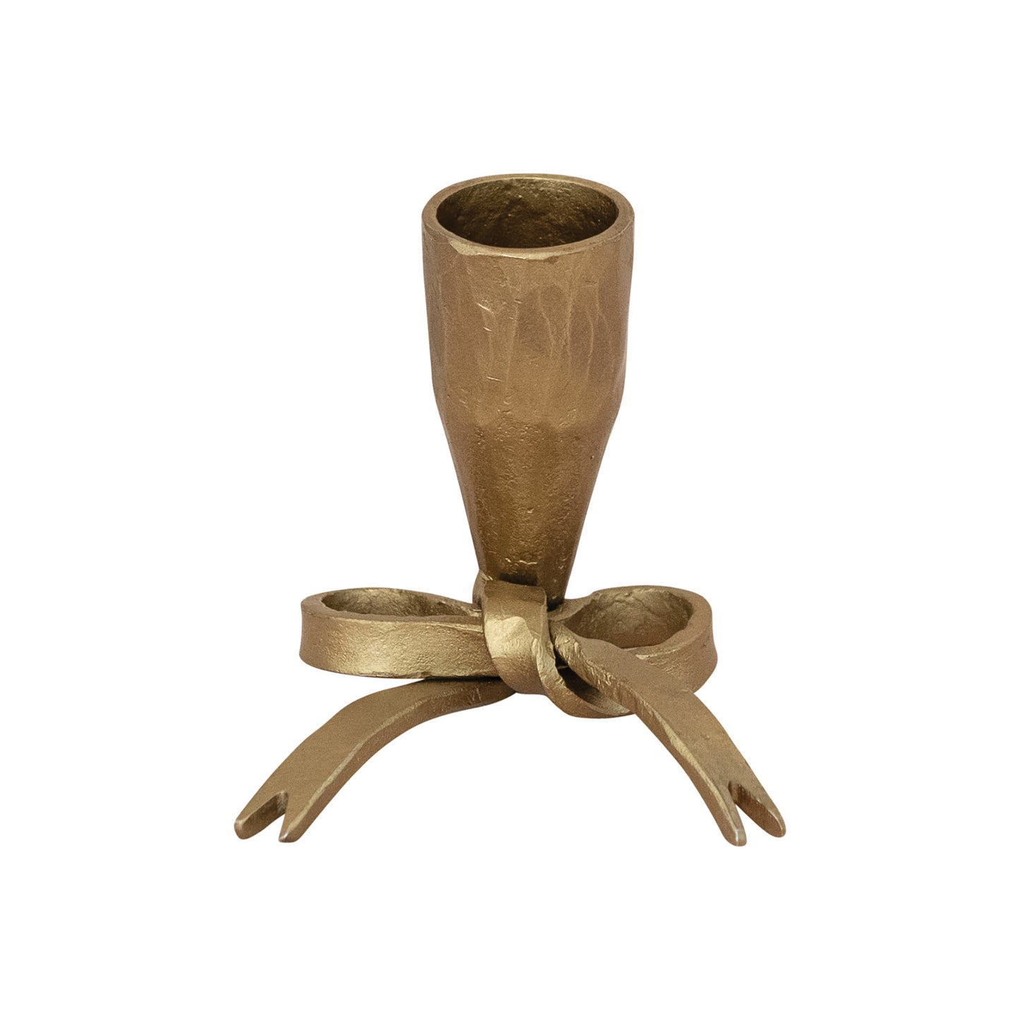 Iron Bow Taper Holder | Antique Gold