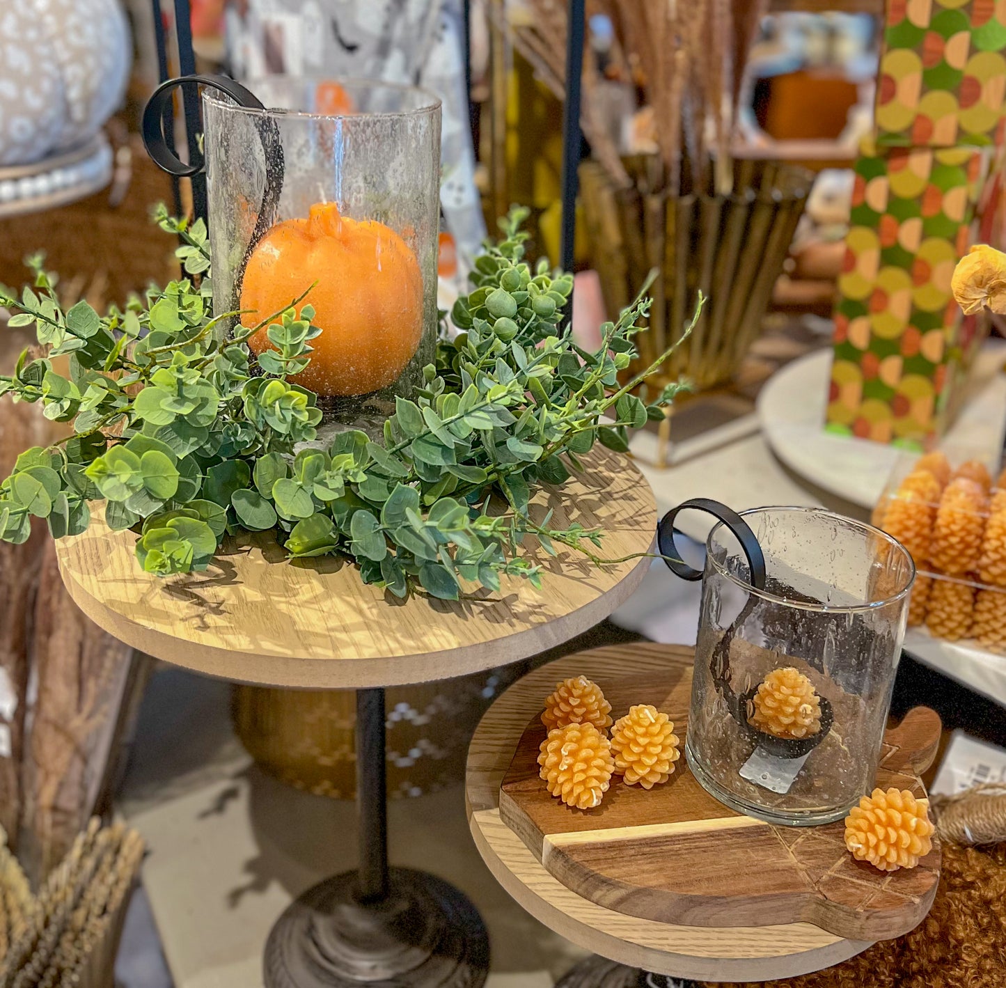 Recycled Bubble Glass Hurricane w/ Votive Holder