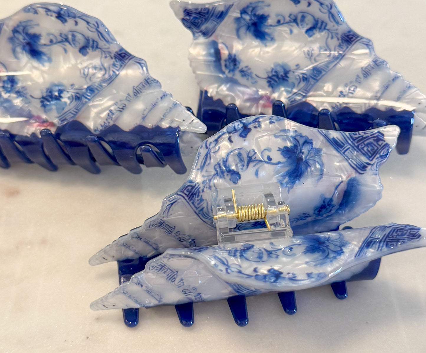 Blue Sea Shell Hair Clip