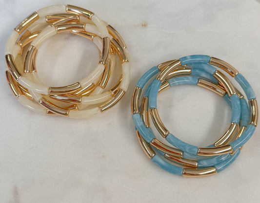 Acrylic & Gold Stretch Bracelet