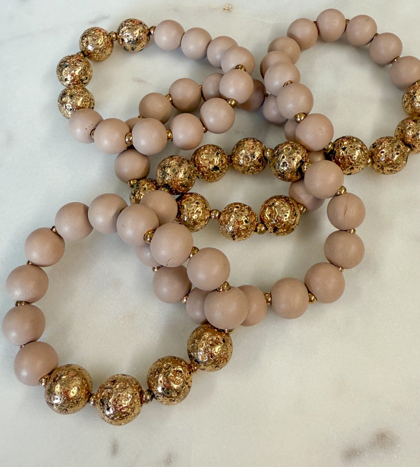 Stretchy Wood Bead Bracelet