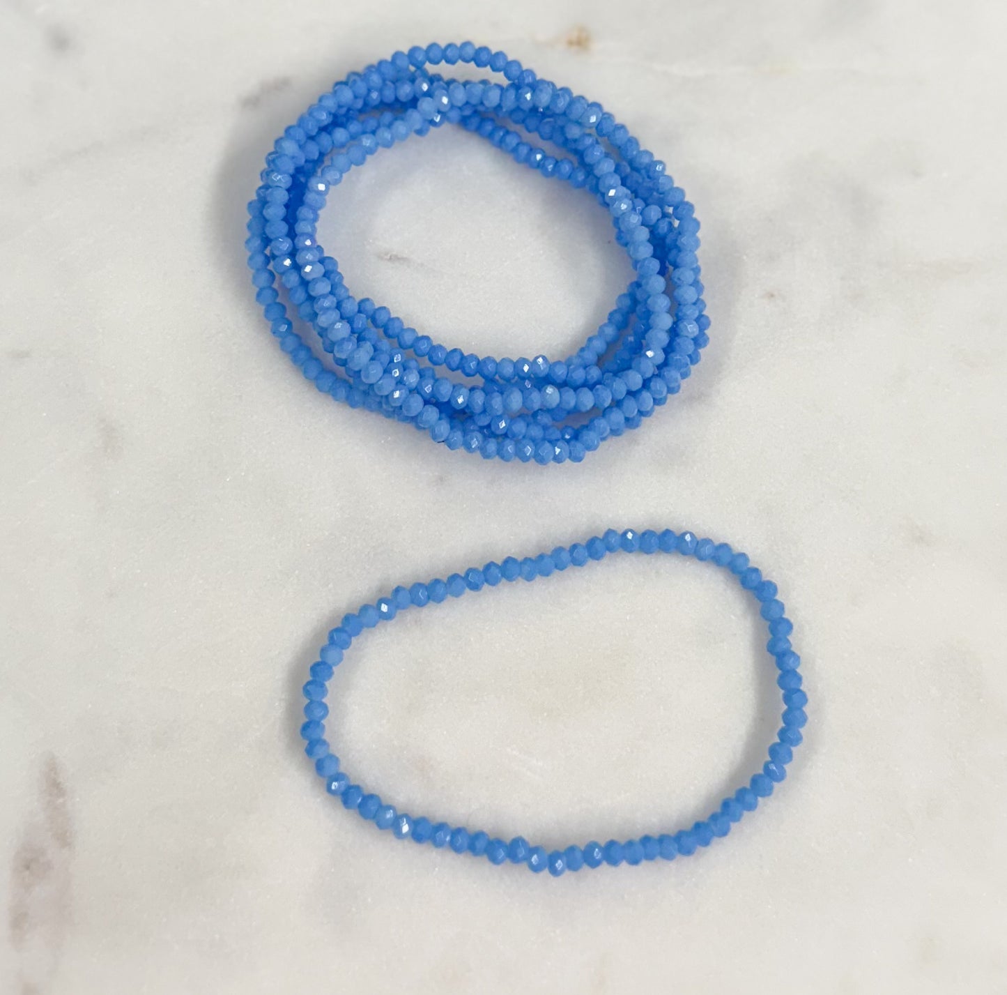 Periwinkle Blue Glass Bead Stretch Bracelet