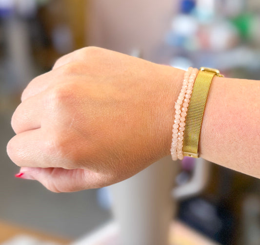 Ballerina Pink Glass Bead Stretch Bracelet