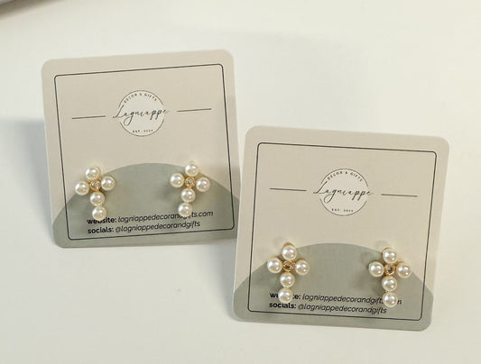 Pearl & CZ Cross Studs