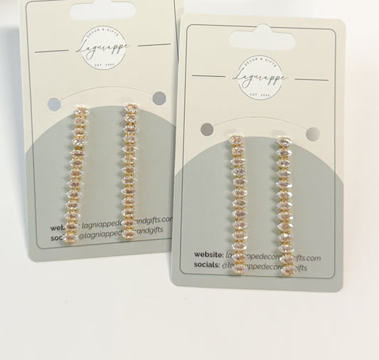 CZ Bead Row Drop Earrings