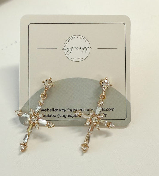 Crystal Cross Earrings