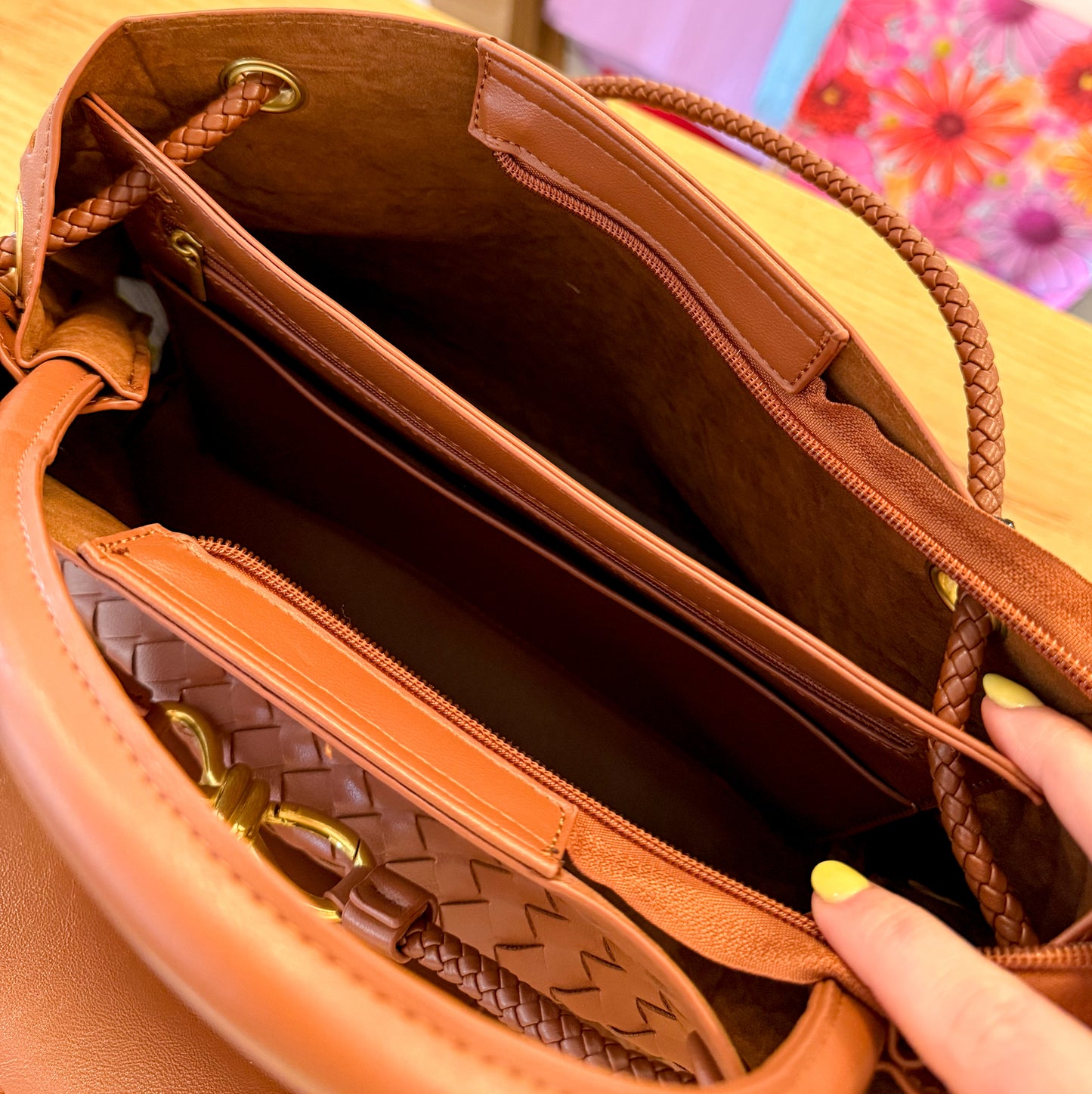 Textured Woven Crossbody Satchel