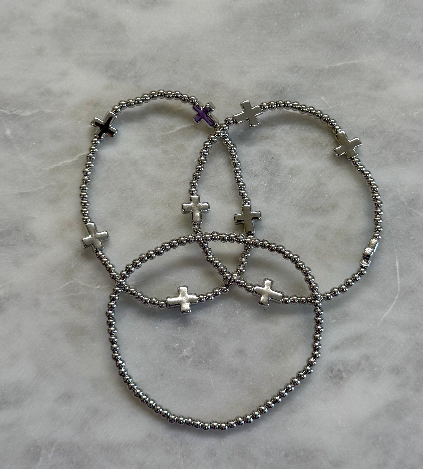 Beaded Cross Bracelet Set