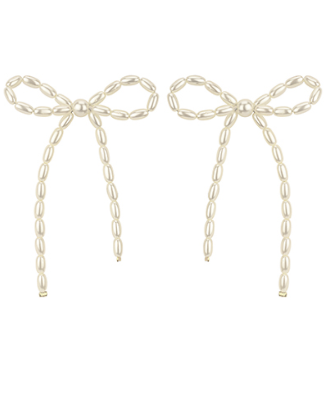 Rice Pearl Bow Earrings