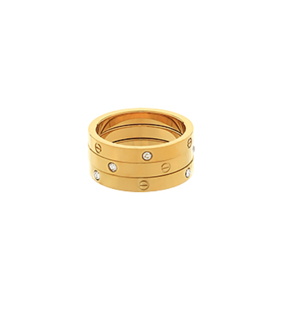Gold Pave Station Ring | Stainless Steel
