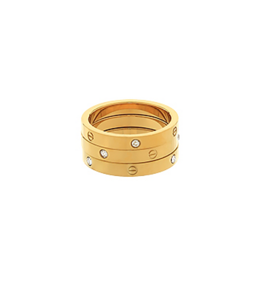 Gold Pave Station Ring | Stainless Steel