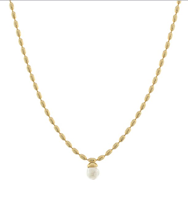 Pearl Pendant Riceball Chain Necklace