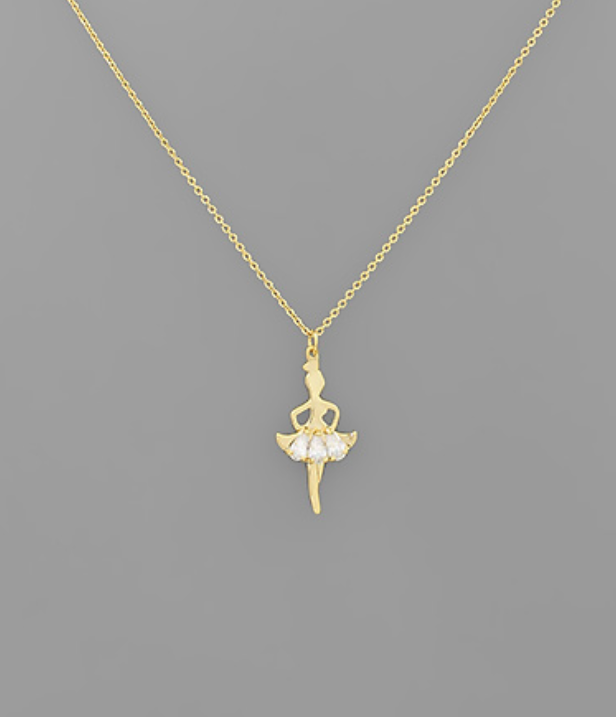 Pave Ballerina Pendant Necklace