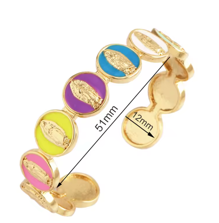 Religious Virgin Mary Cuff Bracelet | Colorful