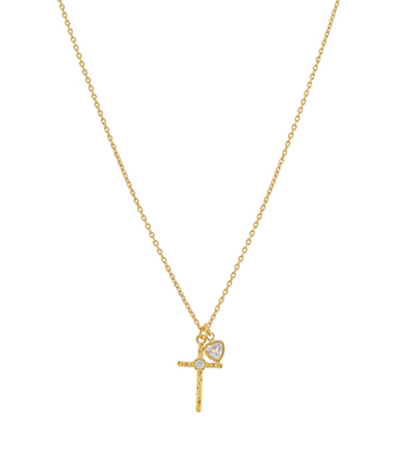 Cross Pendant/Heart Necklace | Gold