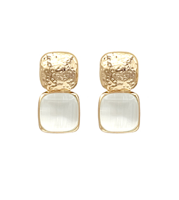 Textured Metal Cushion Earrings