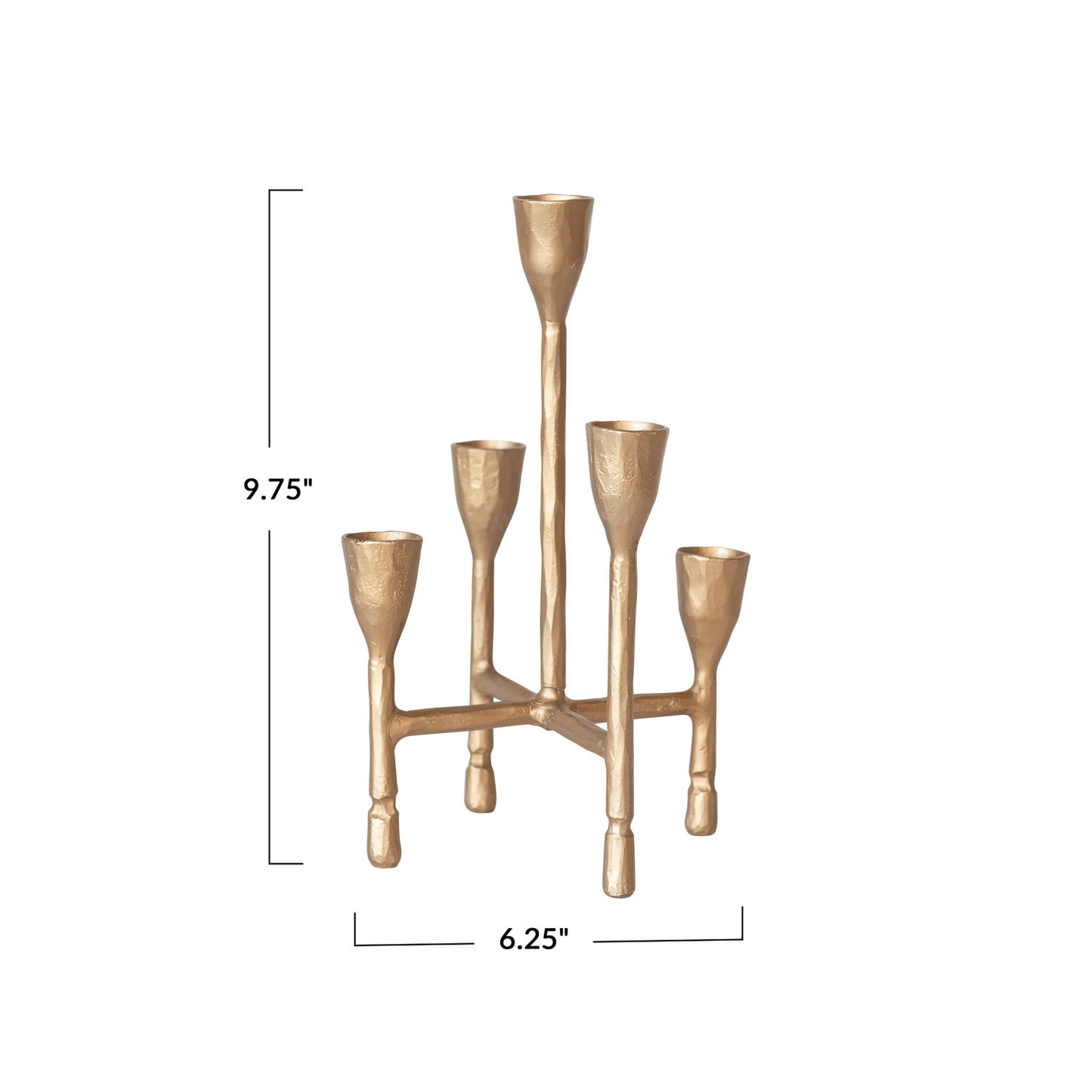 Hand-Forged Cast Iron Candelabra | Antique Gold