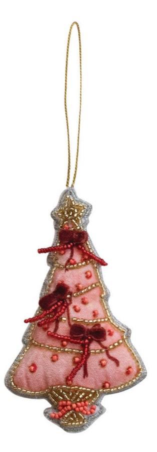 Beaded Fabric Christmas Tree Ornament