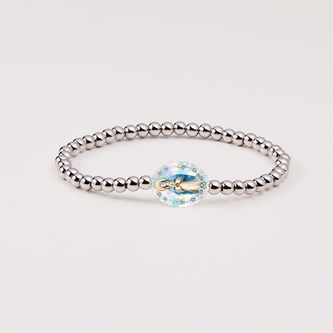 Holy Water Miraculous Medal Bracelet | Crystal Pearl