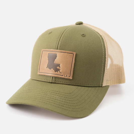 Leather Patch Louisiana Silhouette Hat | Moss/Khaki
