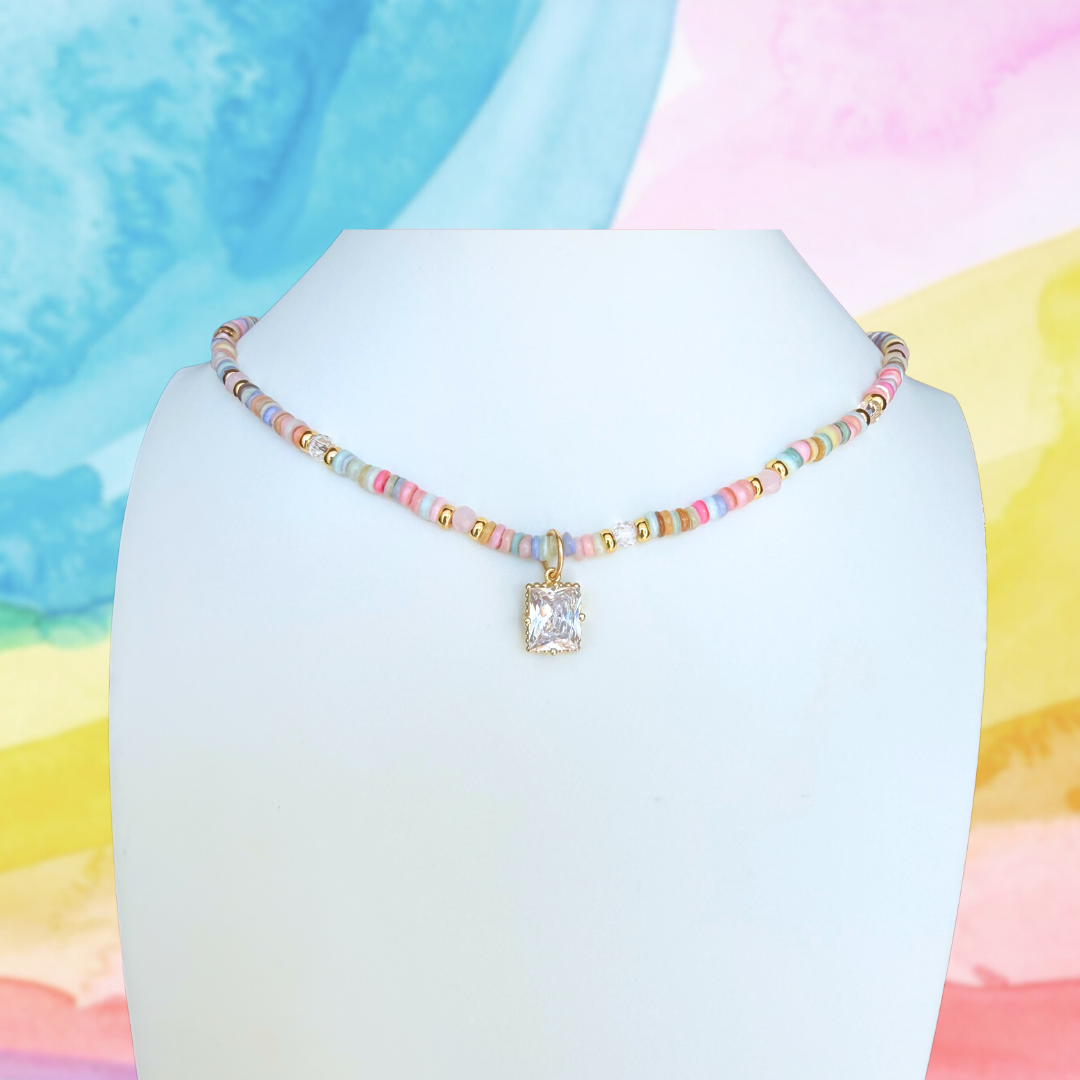 Violet Beaded Necklace | Multicolor