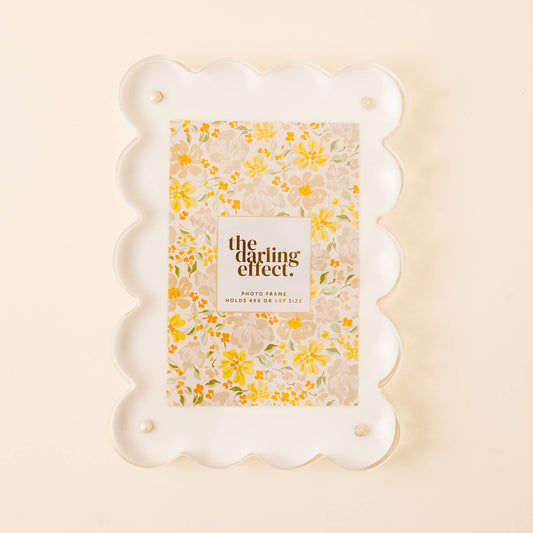 Rectangle Scalloped Acrylic Frame | White