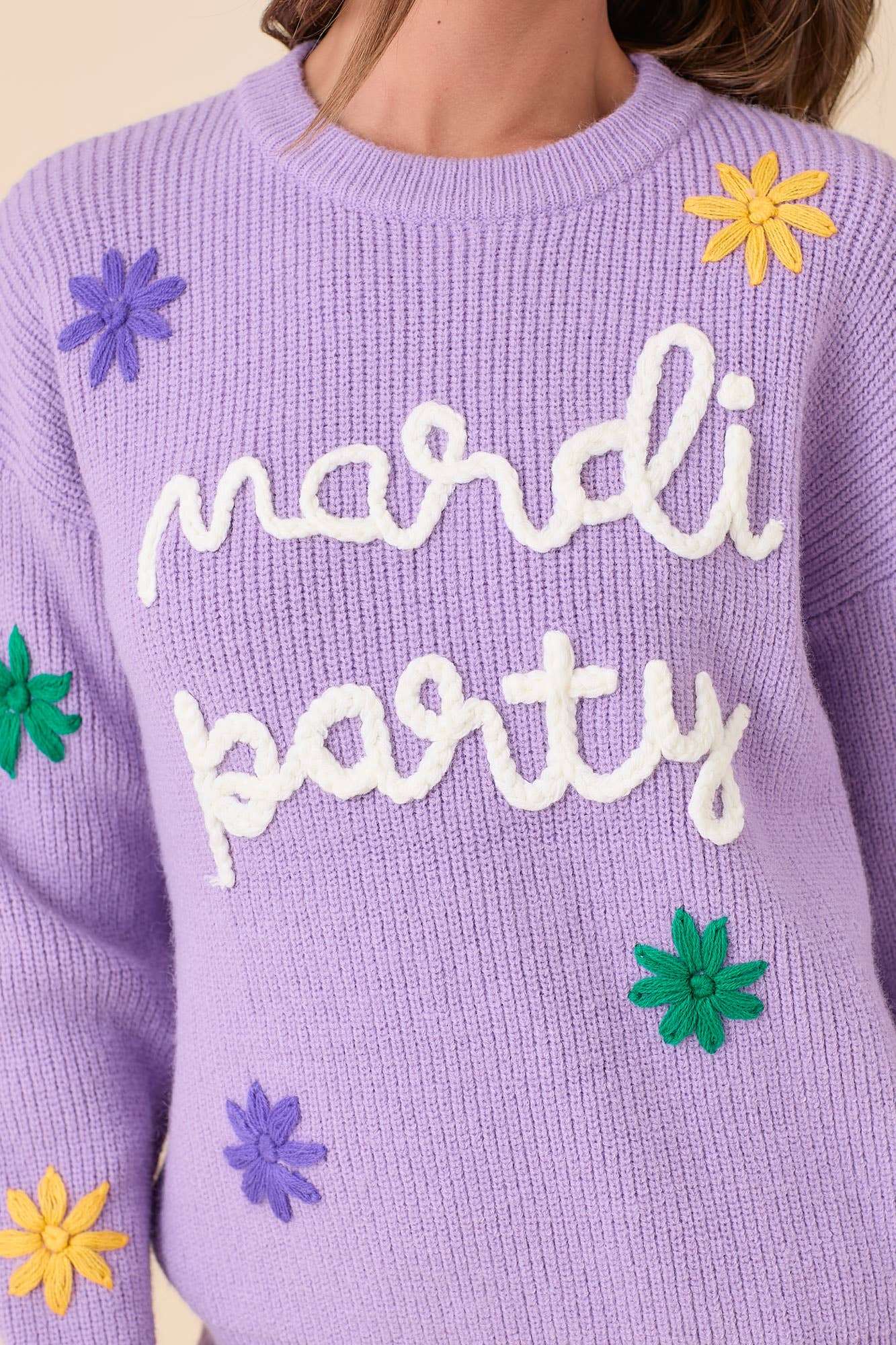 3D Mardi Party Sweater | Purple/Large