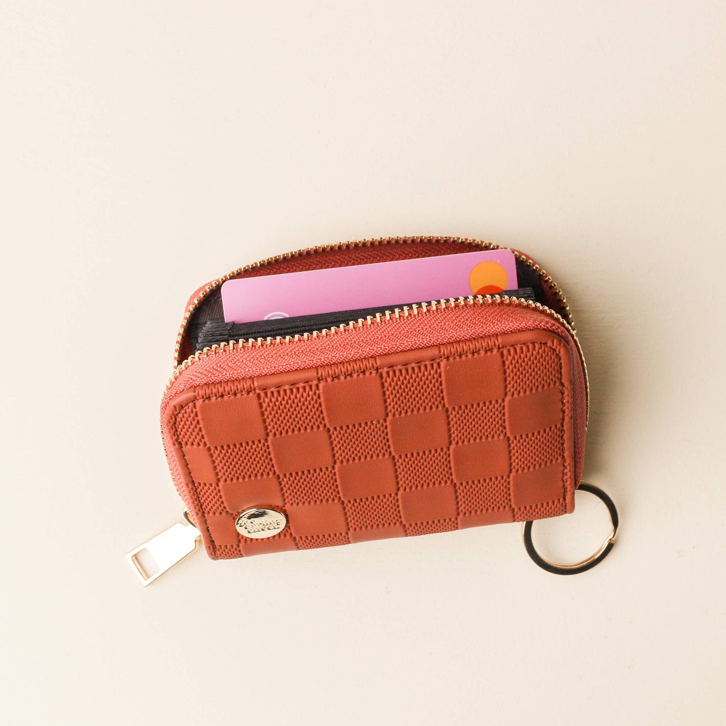 Zip Around Wallet | Cognac Check