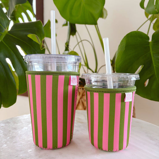 Coffee Cup Cover | Pink & Green LARGE