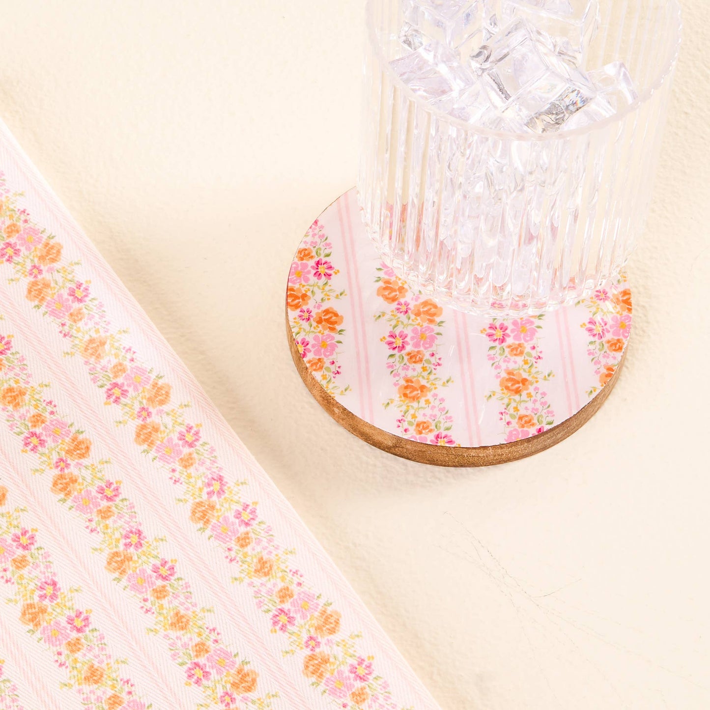 Wood Enamel Coaster | Petal Parade Pink