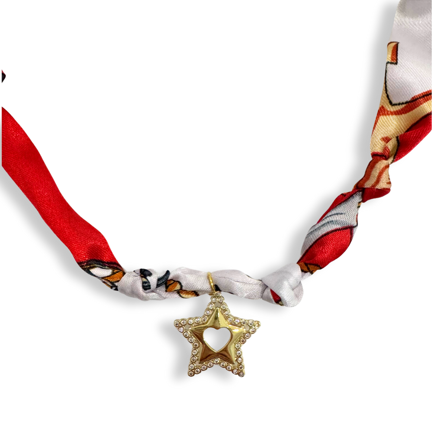 Scarf Bandana Flower Charm Necklaces | Light Pink