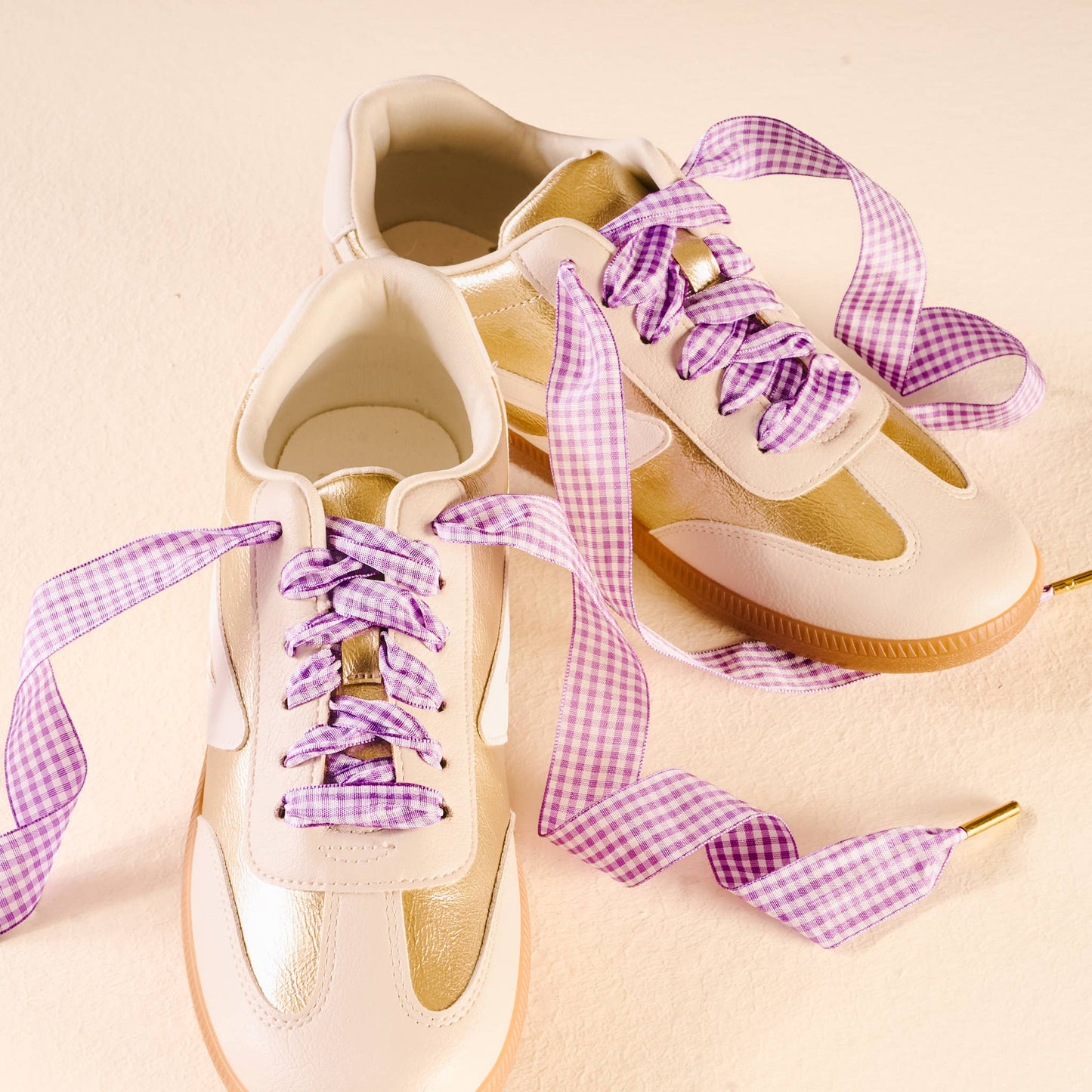 Step It Up Shoelaces | Gingham Purple
