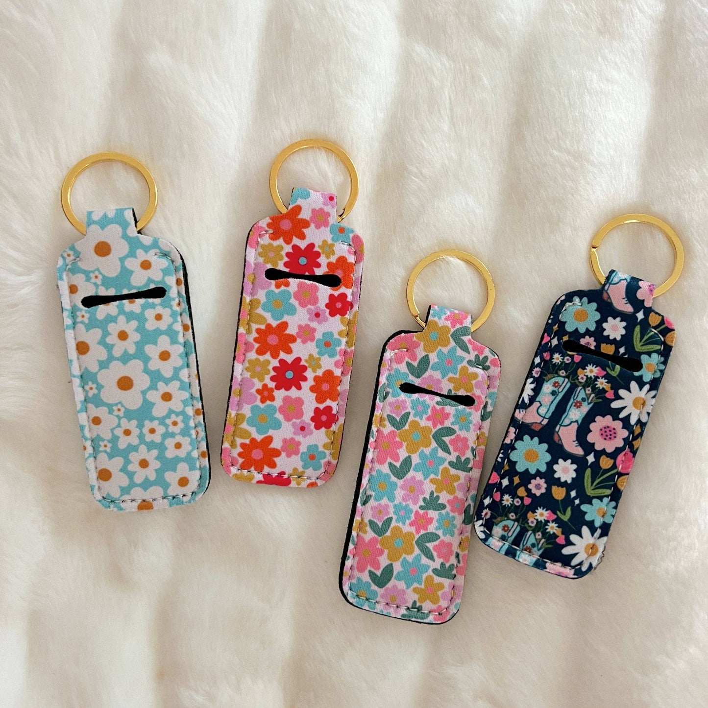 Lip Balm/Lip Stick Keychain Holder | Blue Daisy