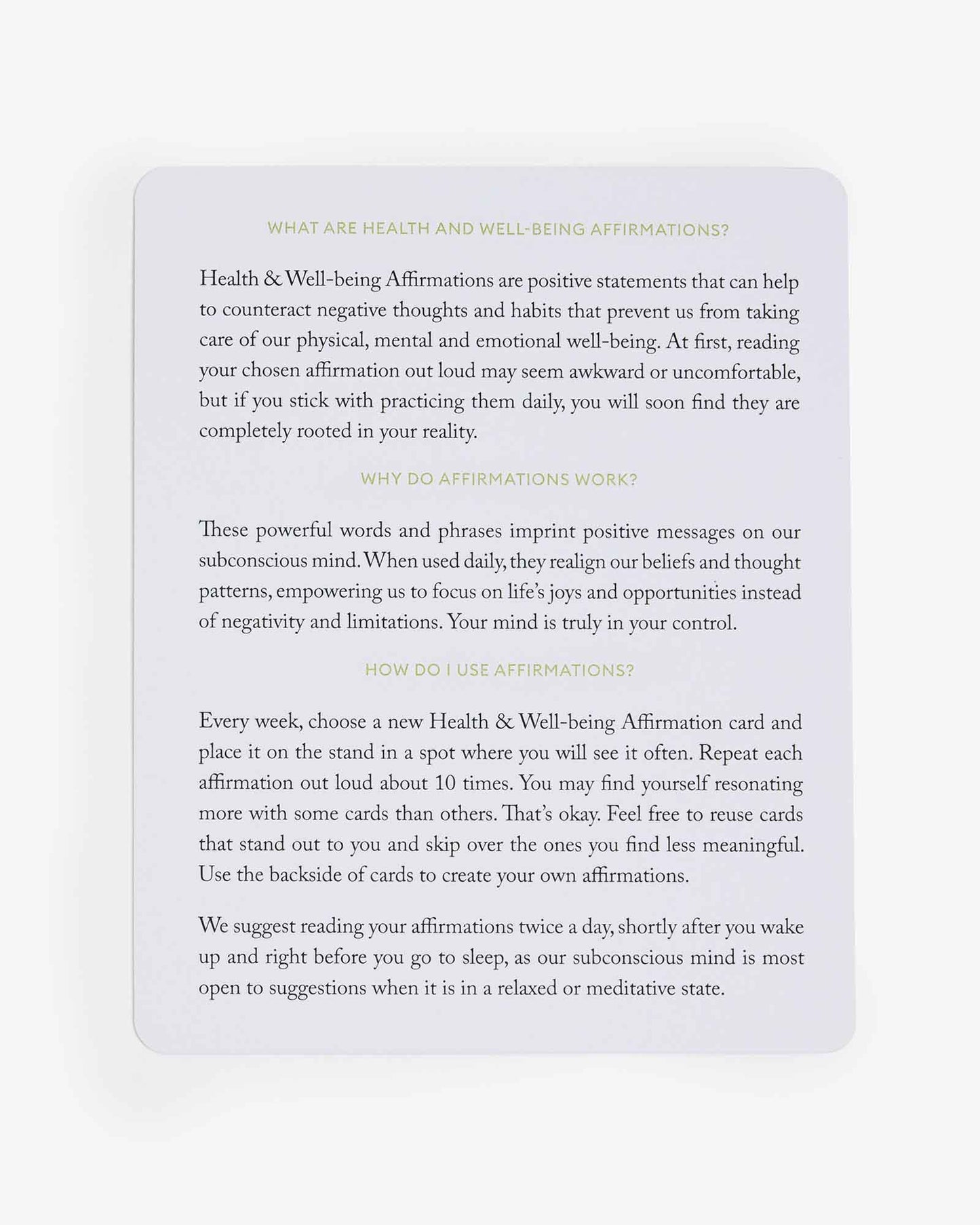 Mindful Affirmations Health & Wellbeing