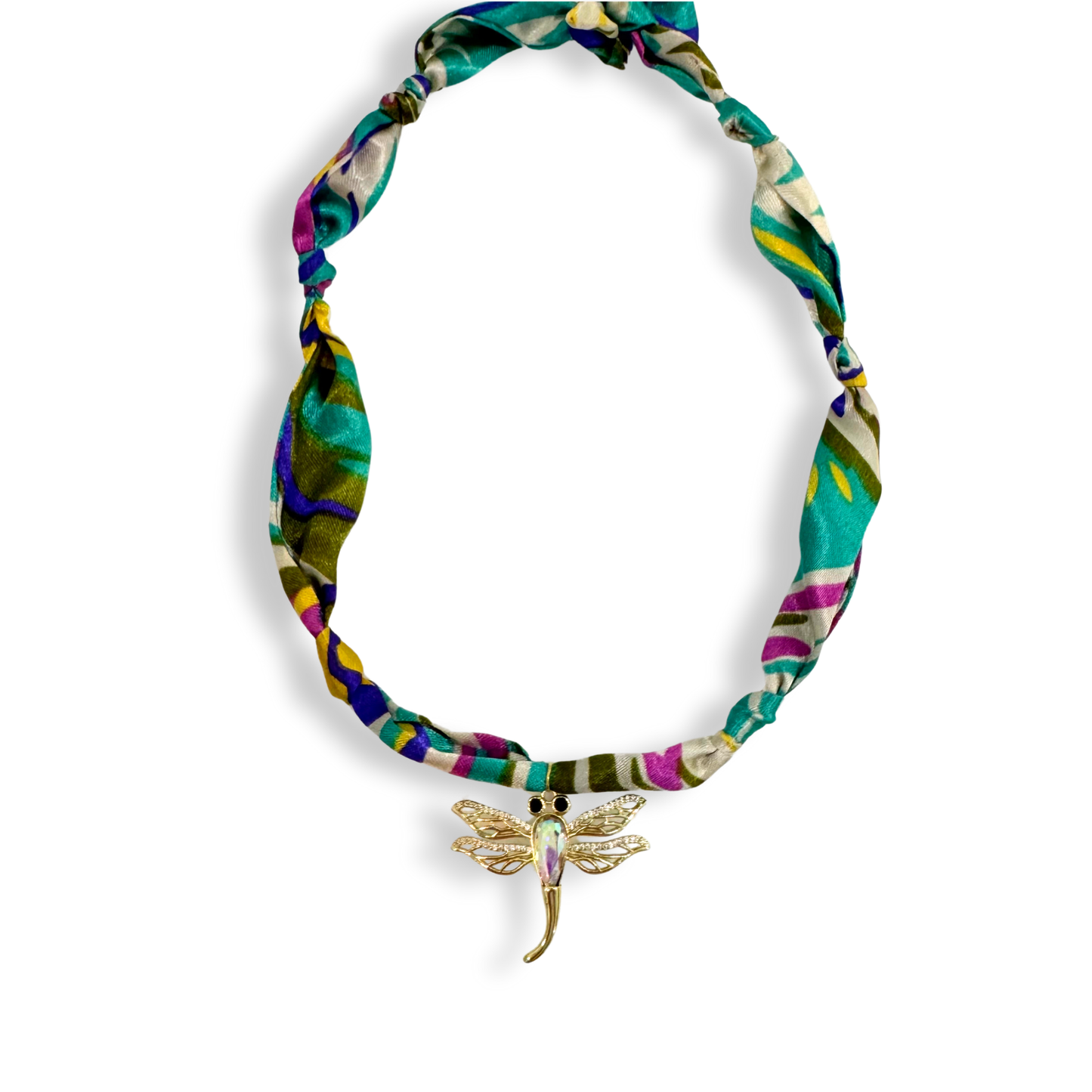 Scarf Bandana Flower Charm Necklaces | Light Pink