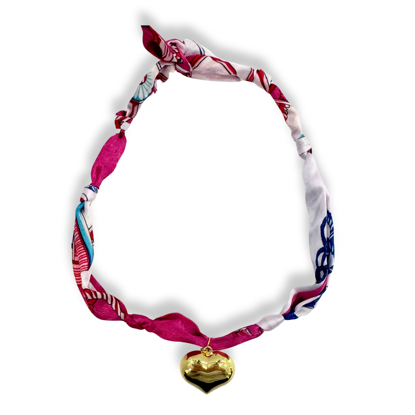 Scarf Bandana Flower Charm Necklaces | Light Pink