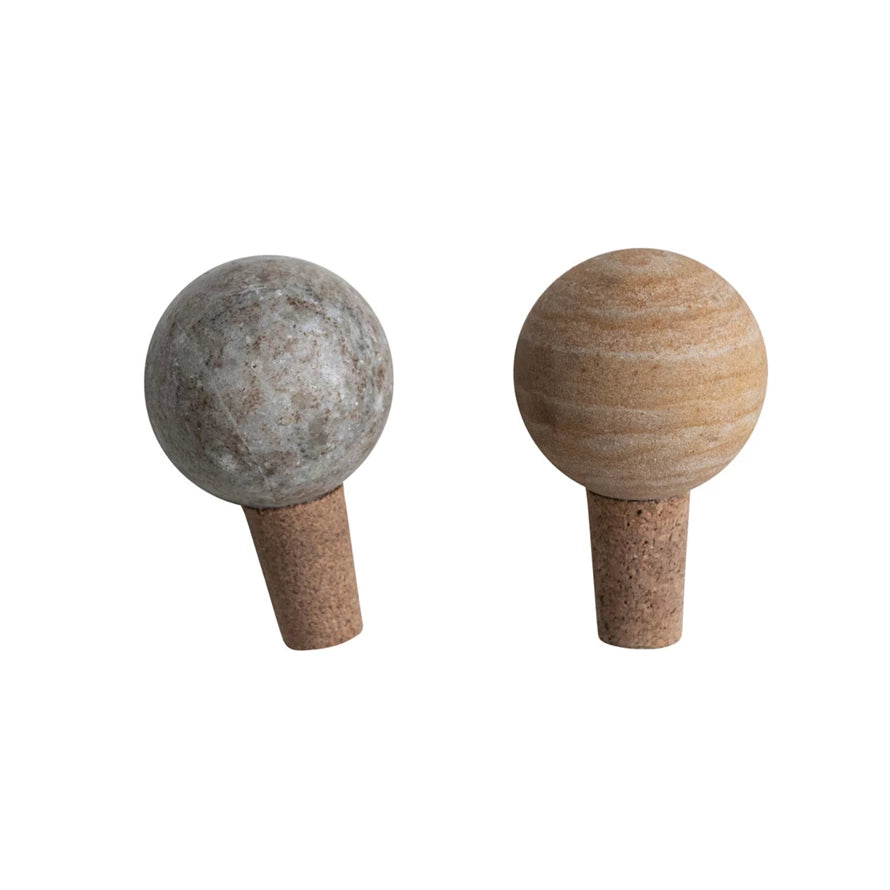 Marble and Cork Wine Stopper